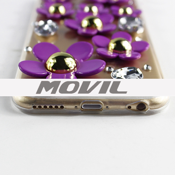 NP-2287 TPU funda con flores de plástico para iPhone 6-4